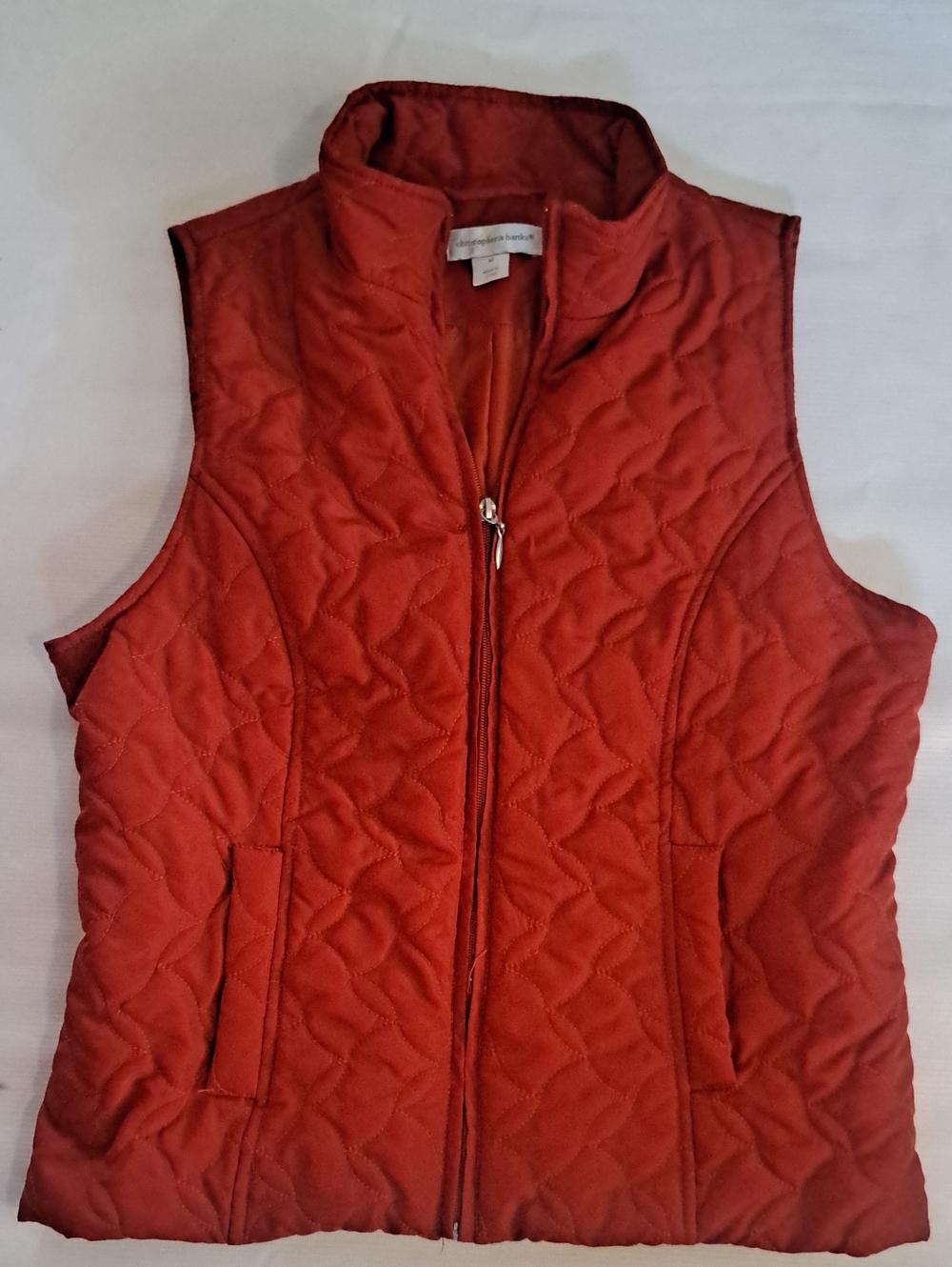 Burnt Orange Pumpkin Quilted Vest Medium